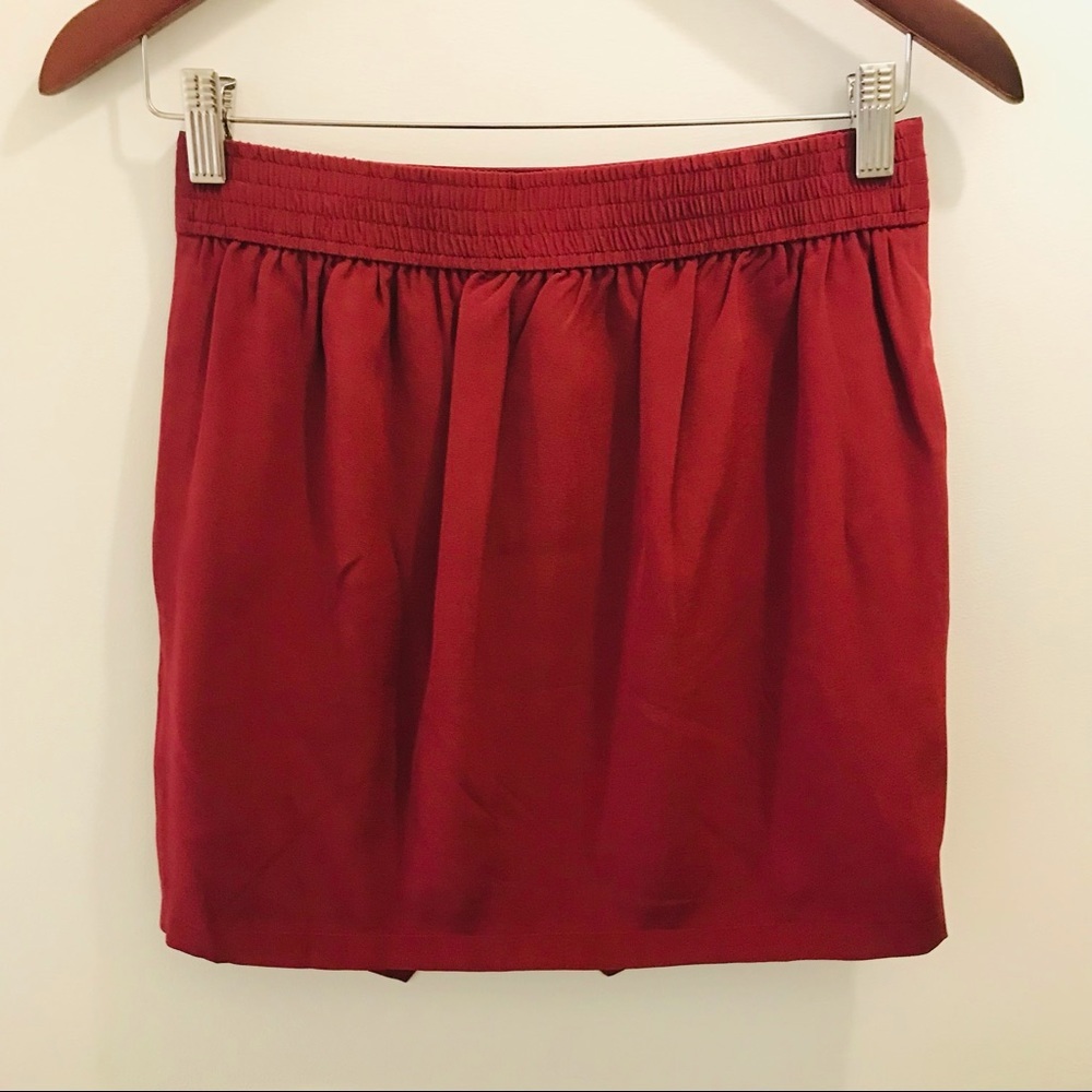 NWT Madewell Parkway Skirt XS Mini Silk red oxblood burgundy wine wrap - Picture 4 of 10